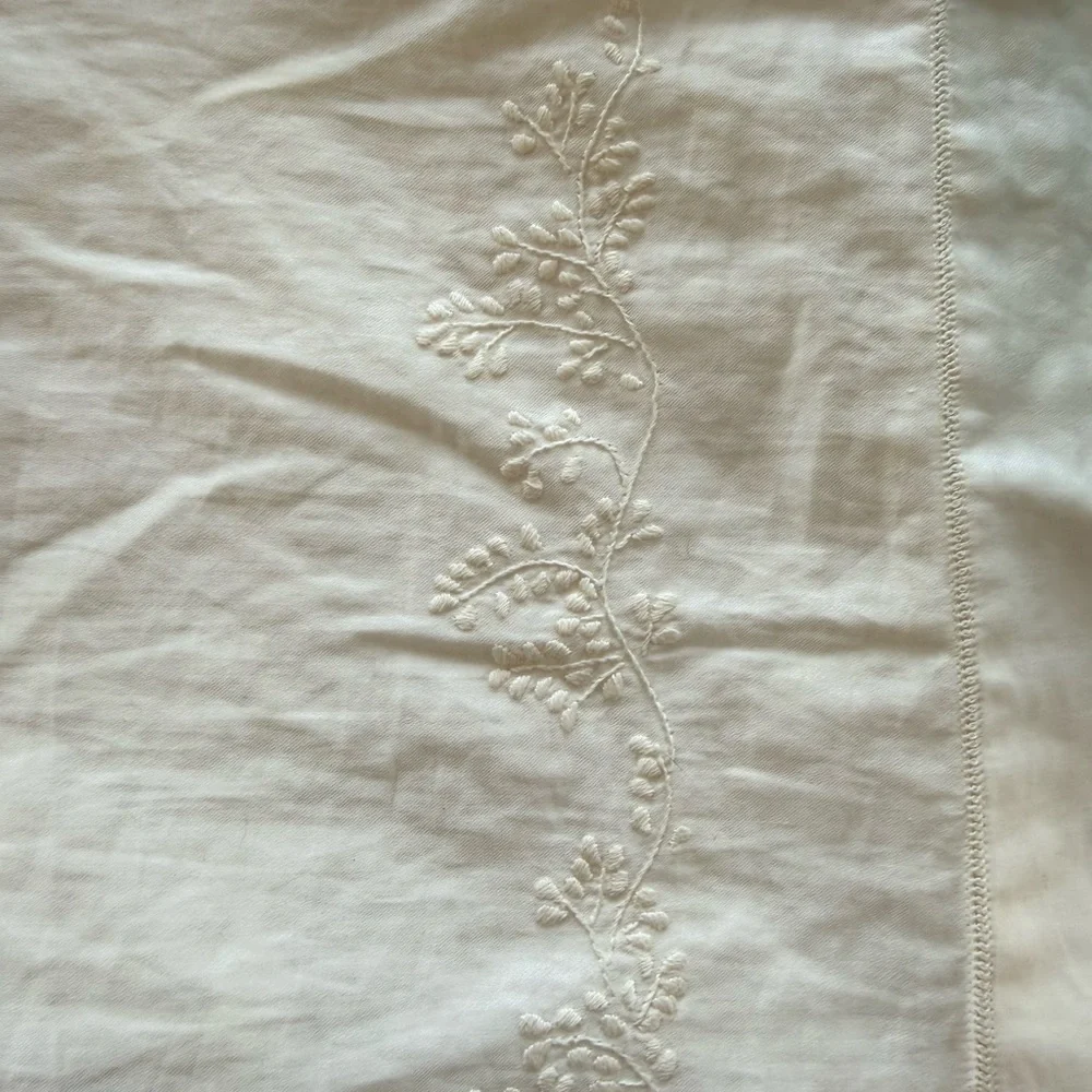 Sferra Euro Continental Sham 32x32 White Egyptian Cotton Hand Embroidered